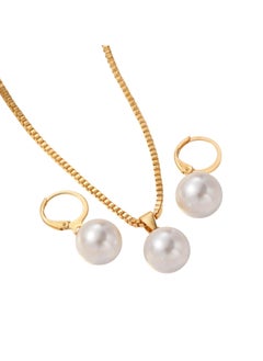 Huitich Elegant Pearl Pendant Necklace & Earrings Set Gold Colour Tone Alloy  - Image 1