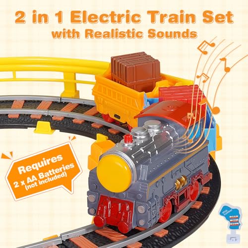 Unimoly Electric Train Set for Kids Ages 58 2 in 1 DIY Tracks Toy DualLayer Tracks with LightUp Bridge Realistic Sounds 100 Piece STEM Building Toy for Boys Birthday Gifts 3 4 5 6 7 8 - Image 5