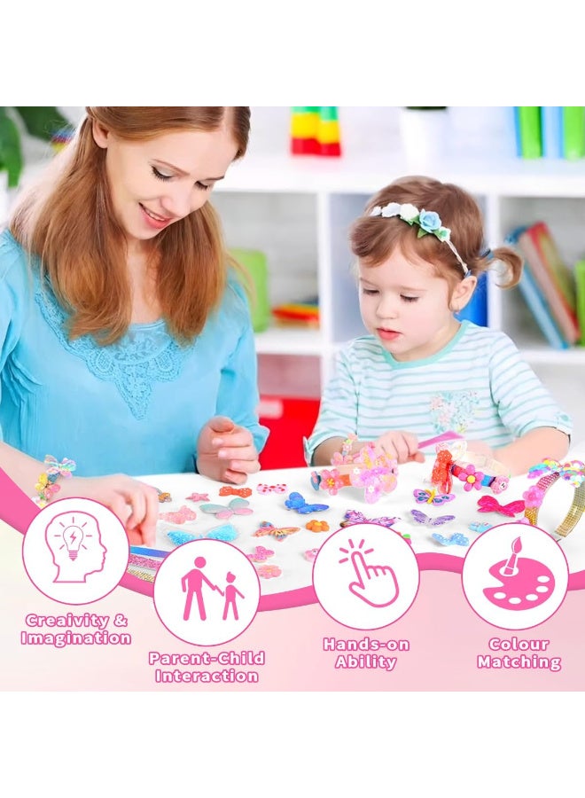 Glitter Bracelet Making Kit for Girls,68PCs Butterflies and Flowers Bracelets Kit,Craft Kits Party Favors Supplies for Girls,Make Your Own Bracelet for Kids,DIY Bracelet Accessories Set for Kids  - Image 5