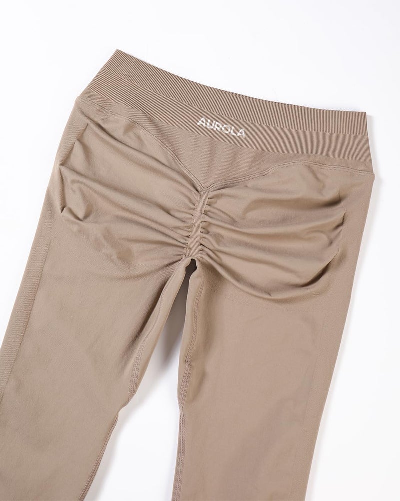 AUROLA Influence Workout Leggings for Women, Seamless Compression Tummy Control Leggings Mid Rise Yoga Pants,Natural,S - Image 3