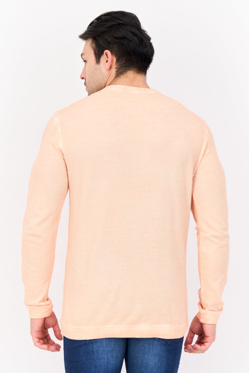 GAS Men Crew Neck Graphic Printed Long Sleeve Sweatshirt, Orange - Image 4