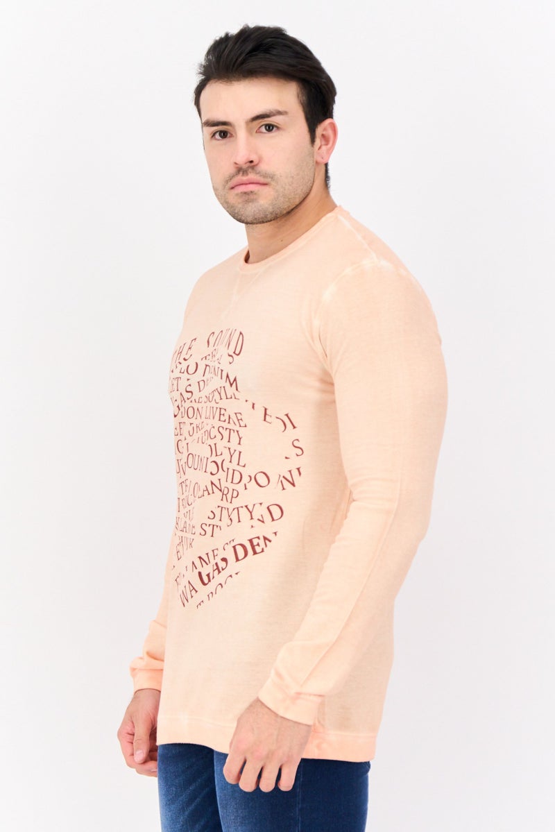 GAS Men Crew Neck Graphic Printed Long Sleeve Sweatshirt, Orange - Image 2