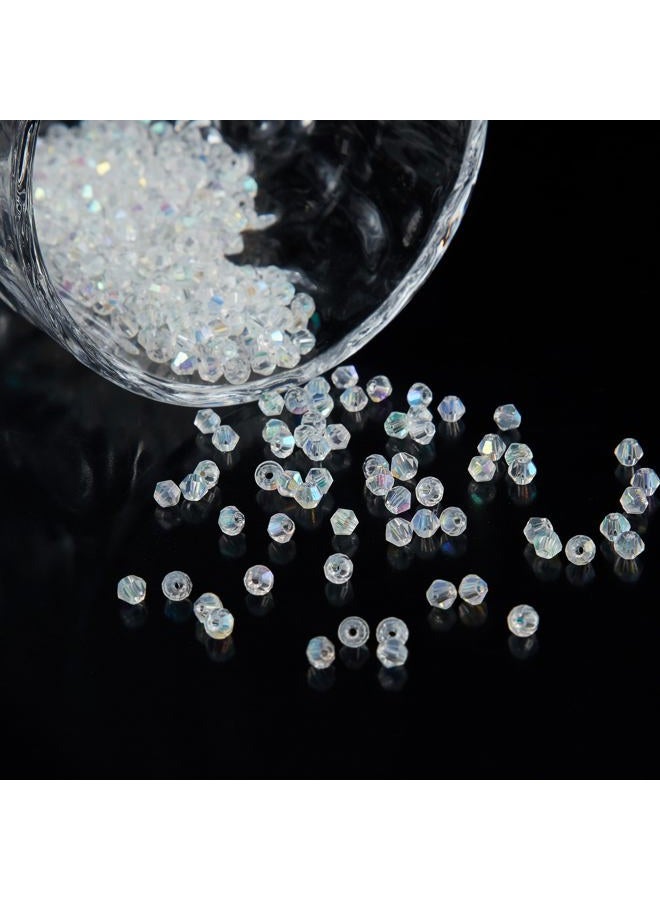 Laopottbeads 1200PCS 3mm Bicone Crystal Glass Beads for Jewelry Making, Sparkling Mini Beads for Suncatchers, DIY Bracelets & Craft Projects (AB White) - Image 4