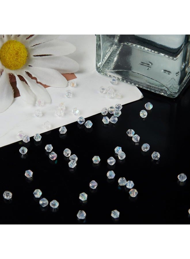 Laopottbeads 1200PCS 3mm Bicone Crystal Glass Beads for Jewelry Making, Sparkling Mini Beads for Suncatchers, DIY Bracelets & Craft Projects (AB White) - Image 2