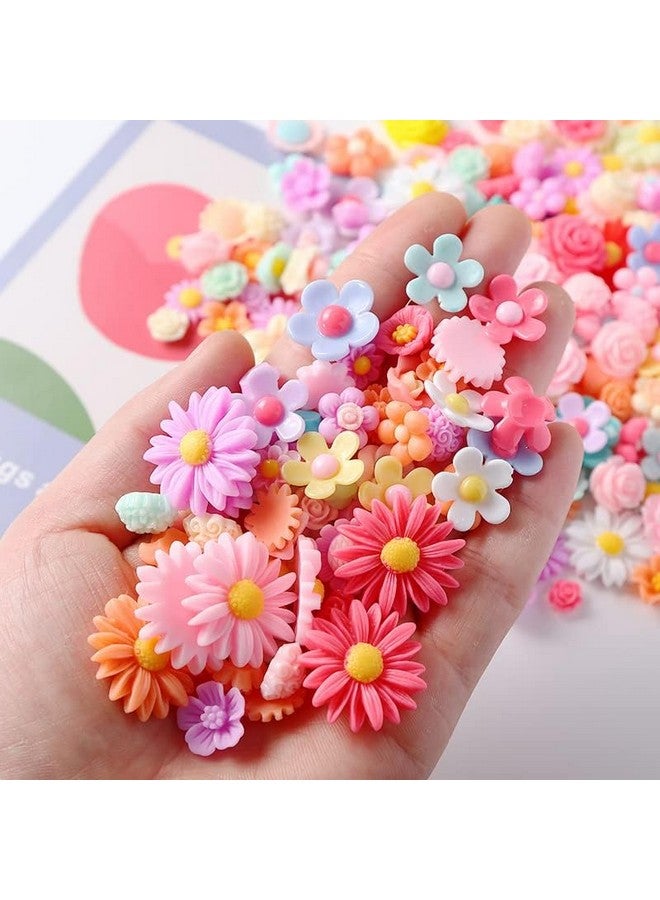 X Hot Popcorn 100Pcs Flatback Resin Flower Charms Mini Resin Flower Beads Charms Cabochons Embellishment Mixed Colors Daisy Flower Resin Slime Charms For Diy Craft Scrapbooking Hair Clip Decor(Color 1) - Image 2