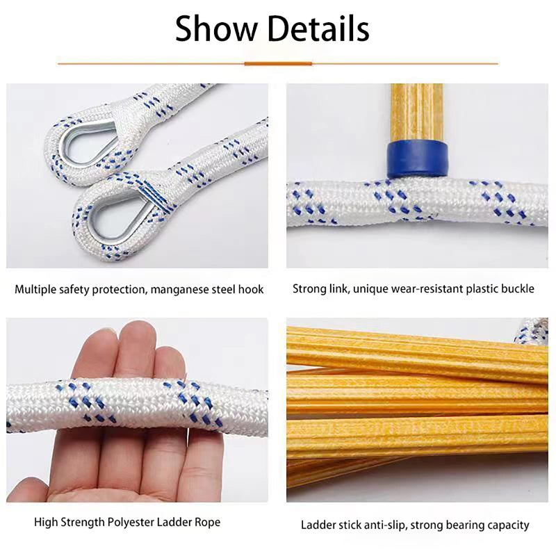 JFFLYIT 16ft Fire Escape Rope Ladder Emergency Fire Ladders Fire Escape Ladder for 2 Story - Image 2