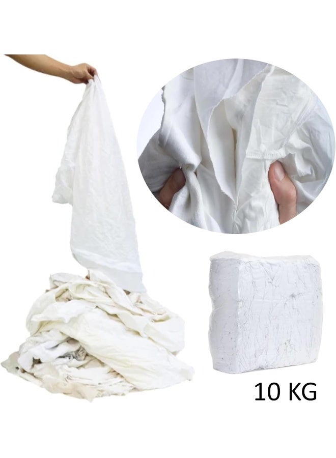 Biella 10Kg Cotton Cleaning Rags Furniture Clinic Lint Free Cotton Cloth Rags - For Cleaning, Polishing, Buffing, Waxing And Wiping (Pure White) - Image 2