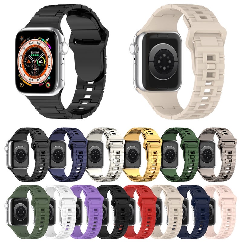 إيروريكس سوار ساعة Apple Watch 42 مم من السيليكون بتصميم مدرع ومشبك مربع (أبيض) - Image 5