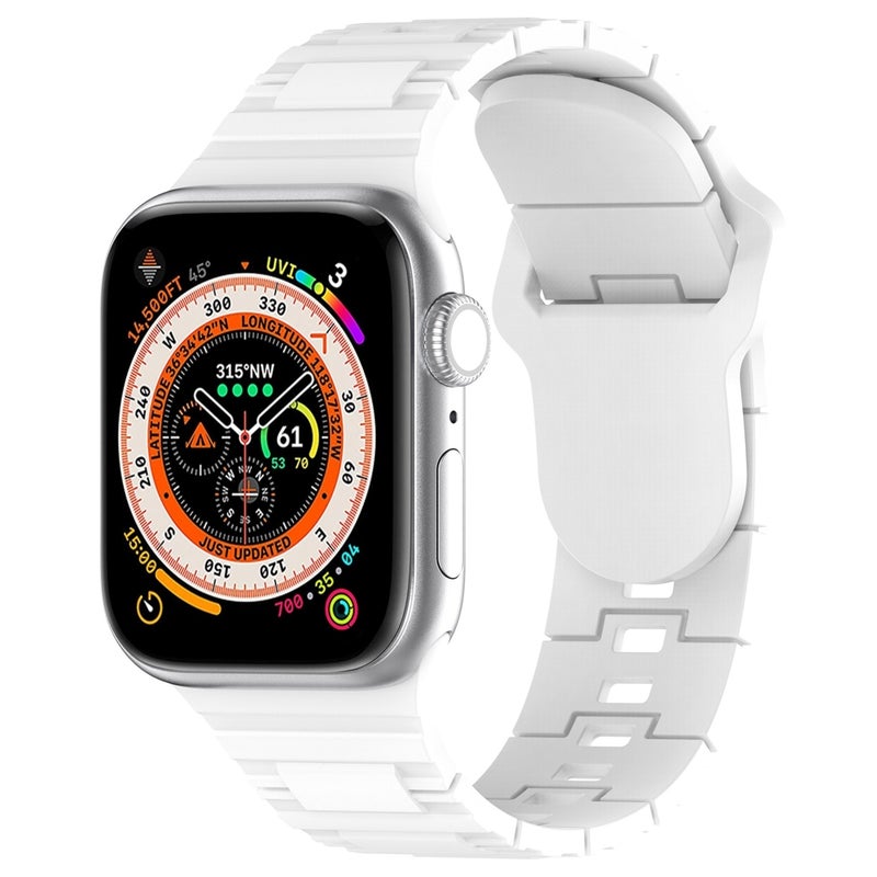 إيروريكس سوار ساعة Apple Watch 42 مم من السيليكون بتصميم مدرع ومشبك مربع (أبيض) - Image 1