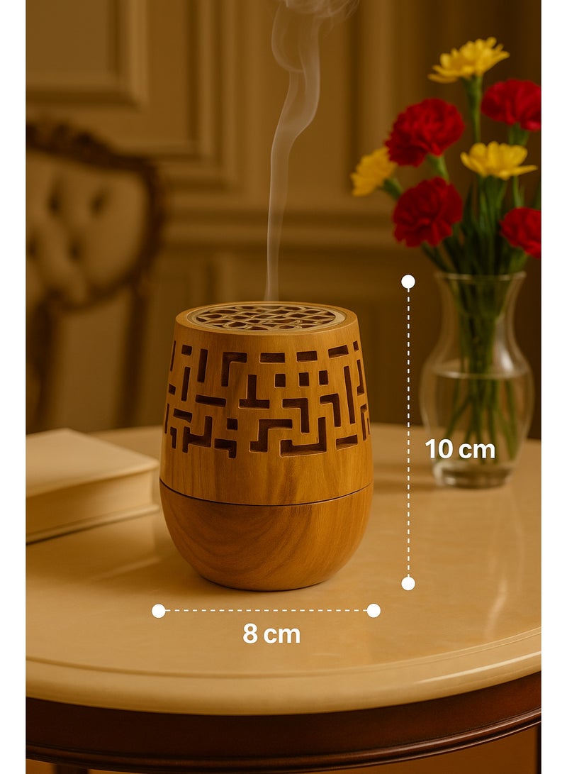 Ceramic Incense Burner with Wood-Like Design – Modern Pattern – 10×8 cm - Image 4