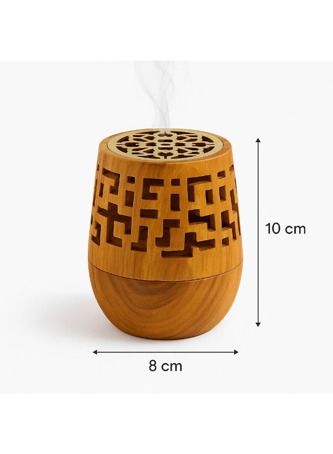 Ceramic Incense Burner with Wood-Like Design – Modern Pattern – 10×8 cm - Image 3