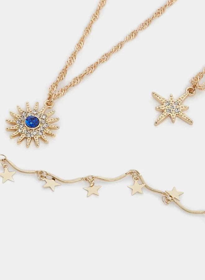 Styli Set of 3 - Star Drop Necklace with Lobster Clasp Closure