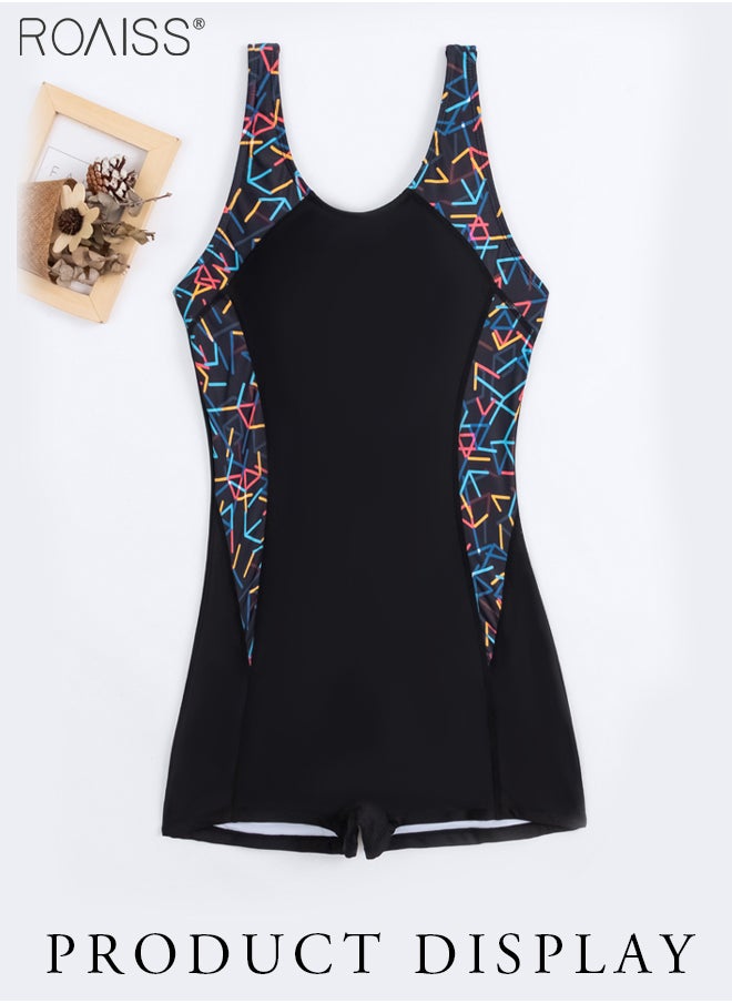 roaiss One Piece Printed Patchwork One Piece Swimsuit Women'S Beach Sleeveless Boxer Surf Suit  - Image 4