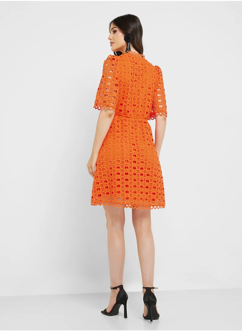 YAS Open Work Detailed Dress
