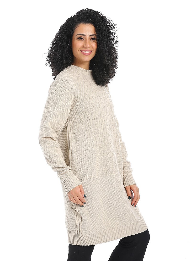 سيزار بلوفر صوف حريمي سادة طويل مزود بتصميمات متعددة - Image 3