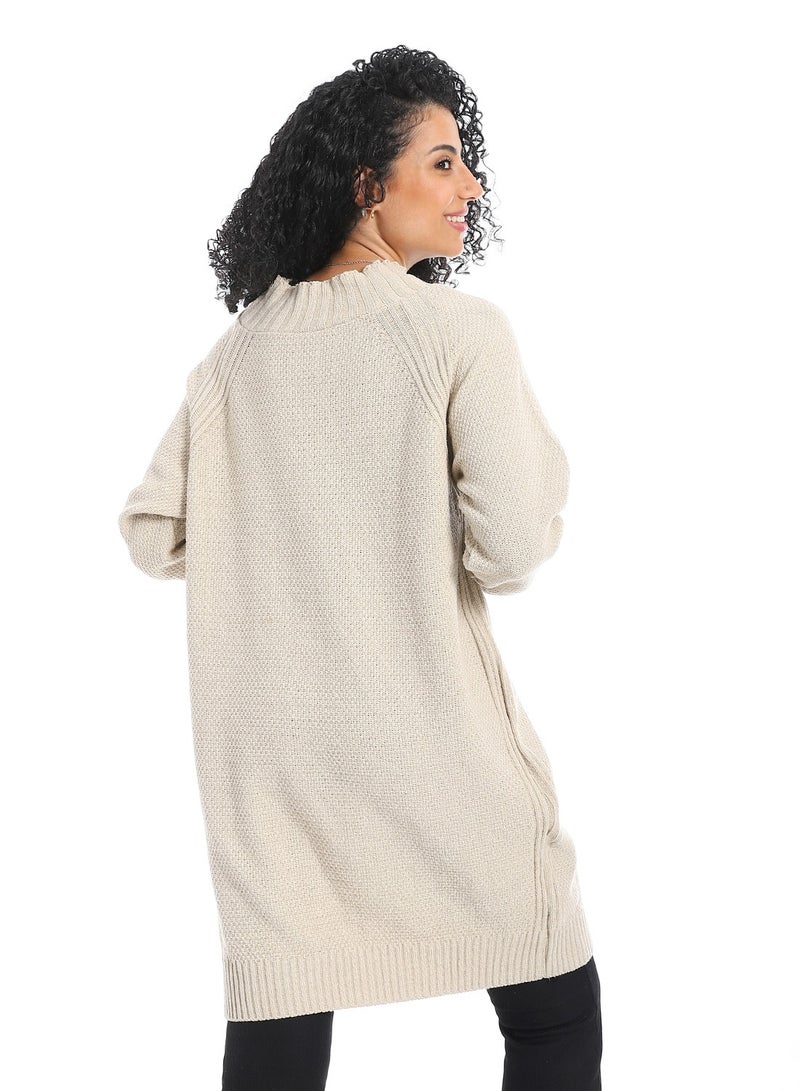 سيزار بلوفر صوف حريمي سادة طويل مزود بتصميمات متعددة - Image 4