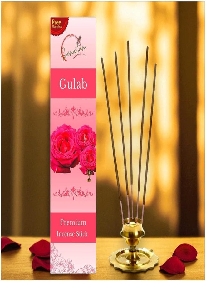 Soul Sanatan Rose Incense 240 Agarbatti Sticks Free Matchbox | Premium Natural Ayurvedic Aroma | Pack of 3 (450 Grams) | for Puja, Havan, Meditation, Yoga (Gulab) - Image 2