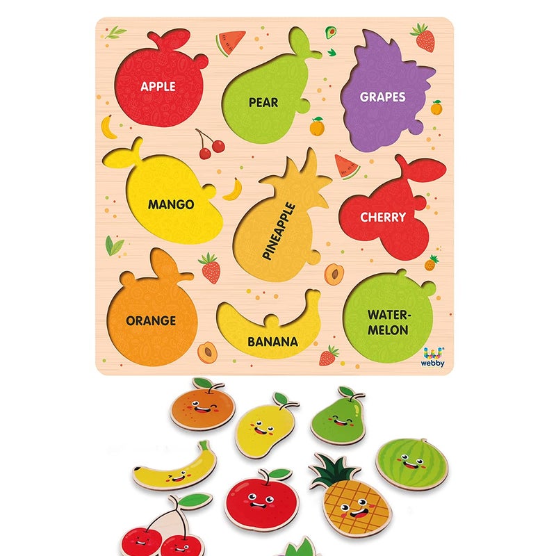 Webby لعبة ألغاز لوح الفواكه الخشبي التعليمية مونتيسوري لمرحلة ما قبل المدرسة للأولاد والبنات، الأطفال - Image 4
