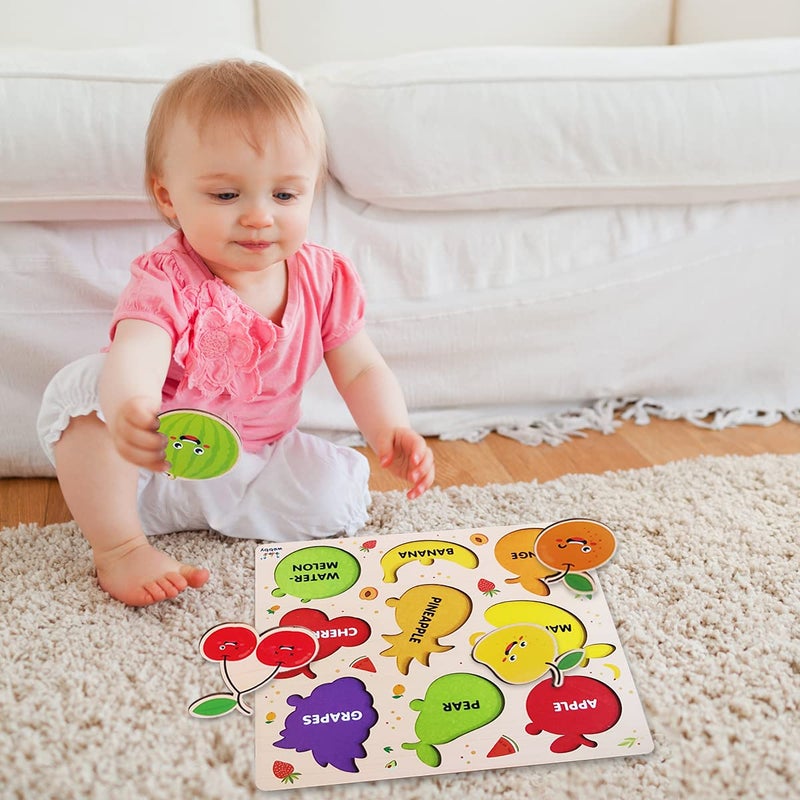 Webby لعبة ألغاز لوح الفواكه الخشبي التعليمية مونتيسوري لمرحلة ما قبل المدرسة للأولاد والبنات، الأطفال - Image 2