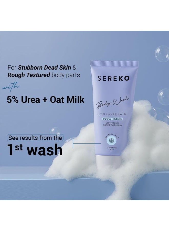 SEREKO Body Wash Hydra Repir  5% Urea & Oat Milk | Body Wash 30ML | For Strawberry skin, De-tan, Body-acne| Body Wash for Men & Women | AHA BHA free, paraben free, SLS free | Gentle Exfoliating | Very dry & flaky skin - Image 2