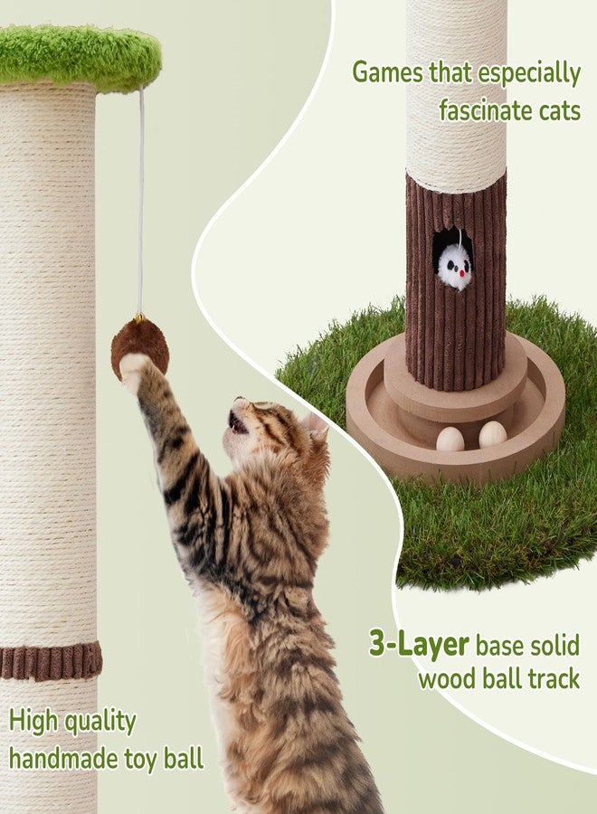 Woochpet 34inches Tall Cat Scratching Post with Cat Ball Track Toy Heavy Duty and Thicker Large Diameter Natural Sisal Cat Scratcher Post for Indoor Cats Protect Your Furniture - Image 4