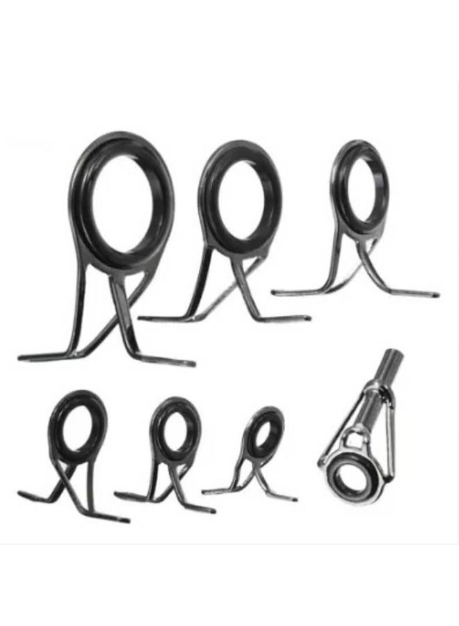 Power Up Power Up Fishing Solid Rod Guide Tip Top Ring Repair (7 PCs) Fishing Solid Rod Guide Tip Top Ring Repair (7 PCs) Black Fishing Rod  (300 cm, 0.16 kg, Black)  - Image 1