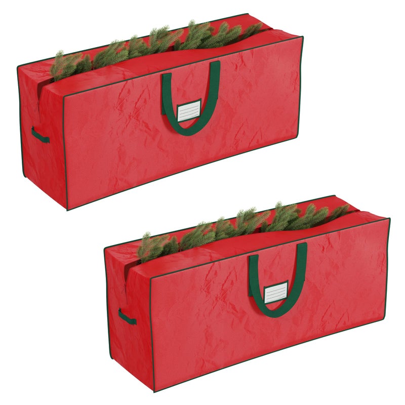 Christmas Tree Storage Bag Set  Set of 2 Bags for 75Foot Artificial Trees  Protects Holiday Decorations and Inflatables by Elf Stor Red