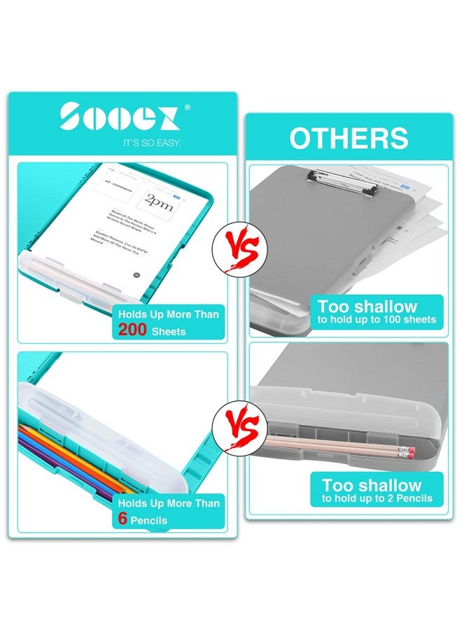 Sooez Clipboards With Storage High Capacity Clip Boards 8.5X11 With Storage Heavy Duty Nursing Clipboard Folder Plastic Clipboard With Pen Holder For Women Teachers Work School & Office Supplies - Image 2