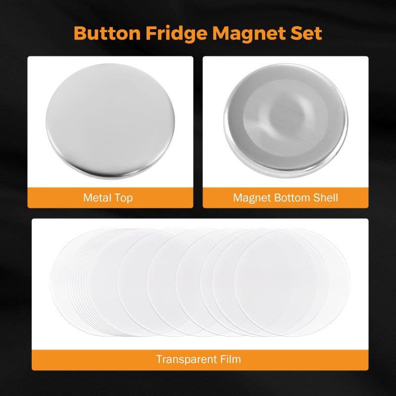 BEAMNOVA 100 Sets 58mm / 2.28 in (Approx. 2-1/4 inch) Button Magnet Supplies for Button Maker Machine, Round Metal Pin Maker Blanks, for DIY Crafts, Gifts, Market Booths (Machine NOT Included) - Image 2