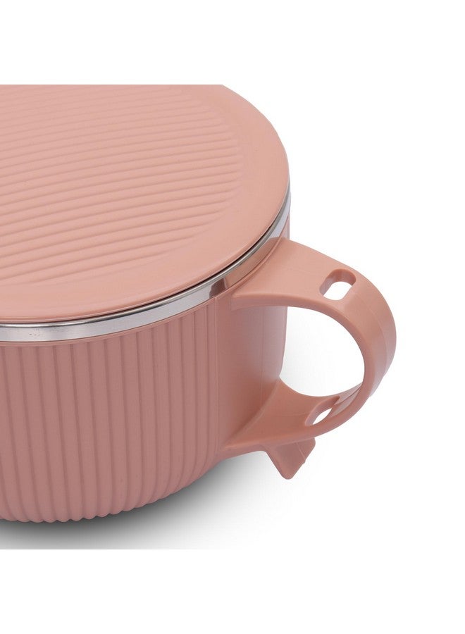 JAYPEE PLUS وعاء وجبة جايبي بلس من الفولاذ المقاوم للصدأ مع غطاء وملعقة لوجبة الإفطار اليومية، بوهة، كورن فليكس، حبوب، مناسب كهدية عيد ميلاد للبنات والأولاد، 900 مل، وردي - Image 4