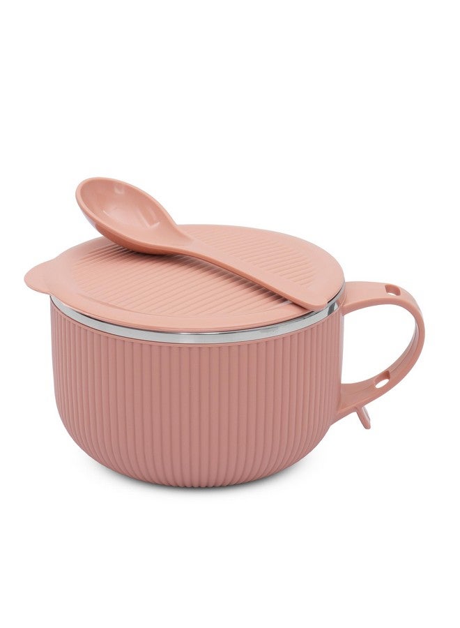 JAYPEE PLUS وعاء وجبة جايبي بلس من الفولاذ المقاوم للصدأ مع غطاء وملعقة لوجبة الإفطار اليومية، بوهة، كورن فليكس، حبوب، مناسب كهدية عيد ميلاد للبنات والأولاد، 900 مل، وردي - Image 1