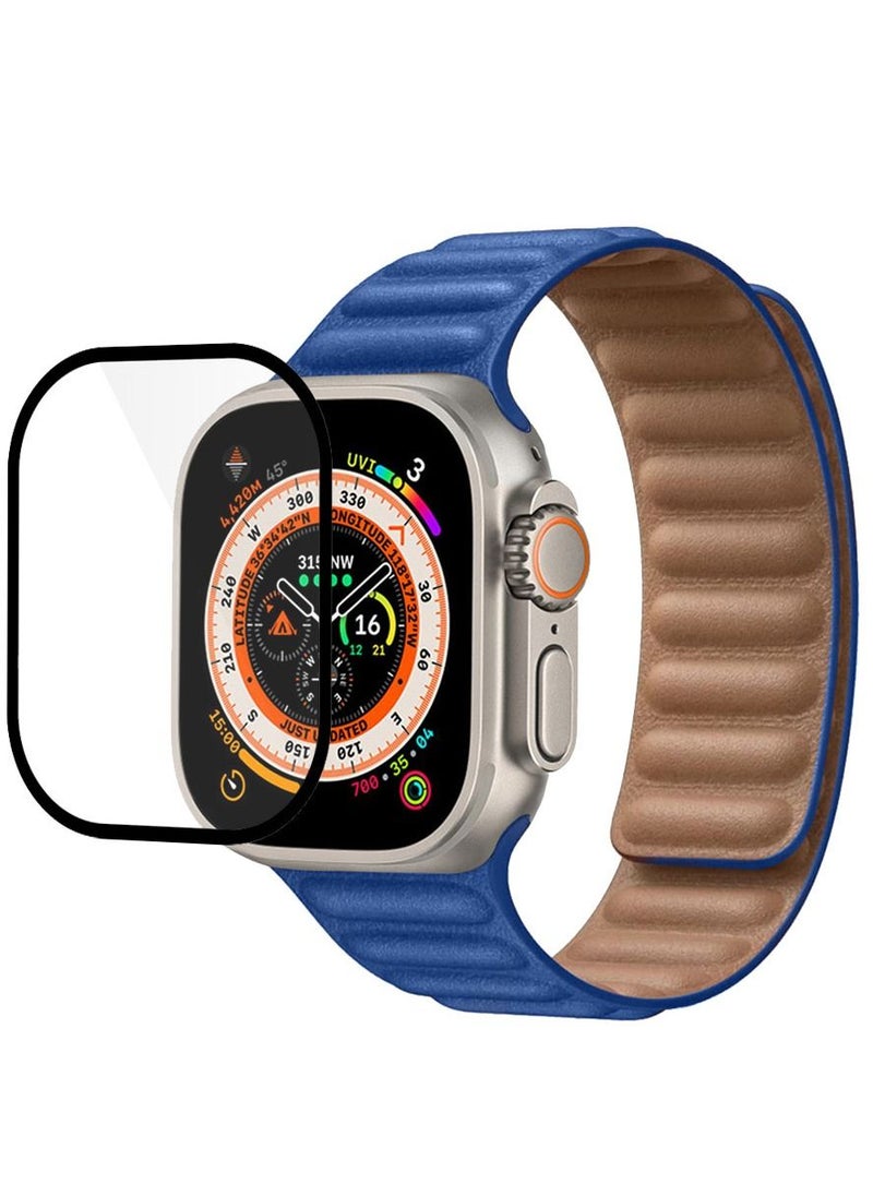 CATANES 2 Packs For Apple Watch Band 49mm Leather Link Strap Magnetic Loop Bracelet and 3D Screen Protector Blue  - Image 3