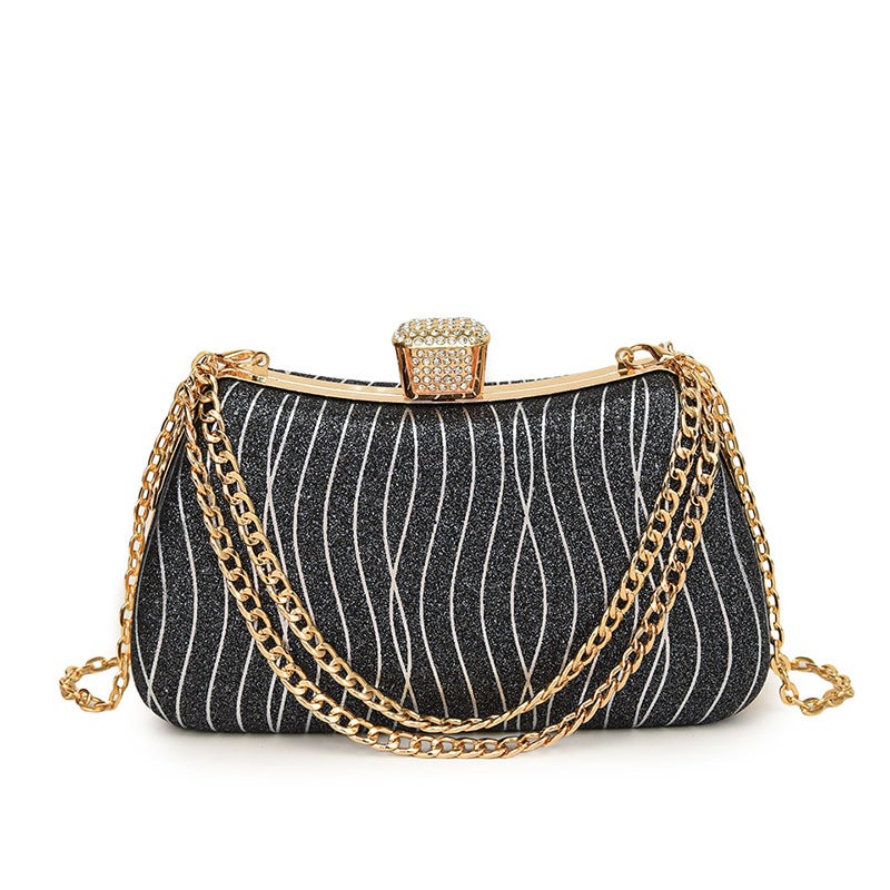 New Trendyy Texture Exquisite Chain Simple Evening Bag Lock Buckle Satchel Shoulder Crossbody Women'S Bag - Image 1
