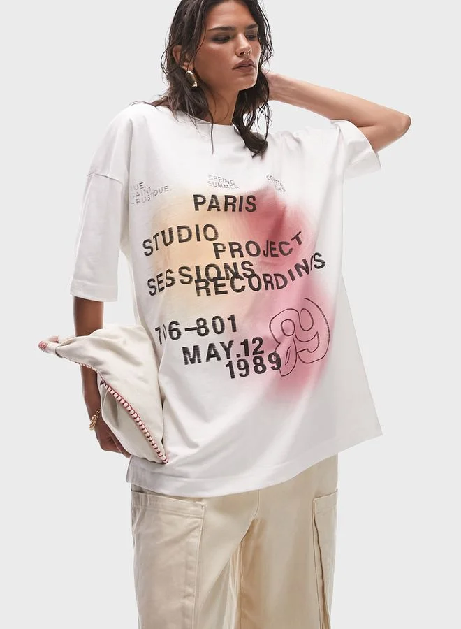 TOPSHOP Graphic Knitted T-Shirt