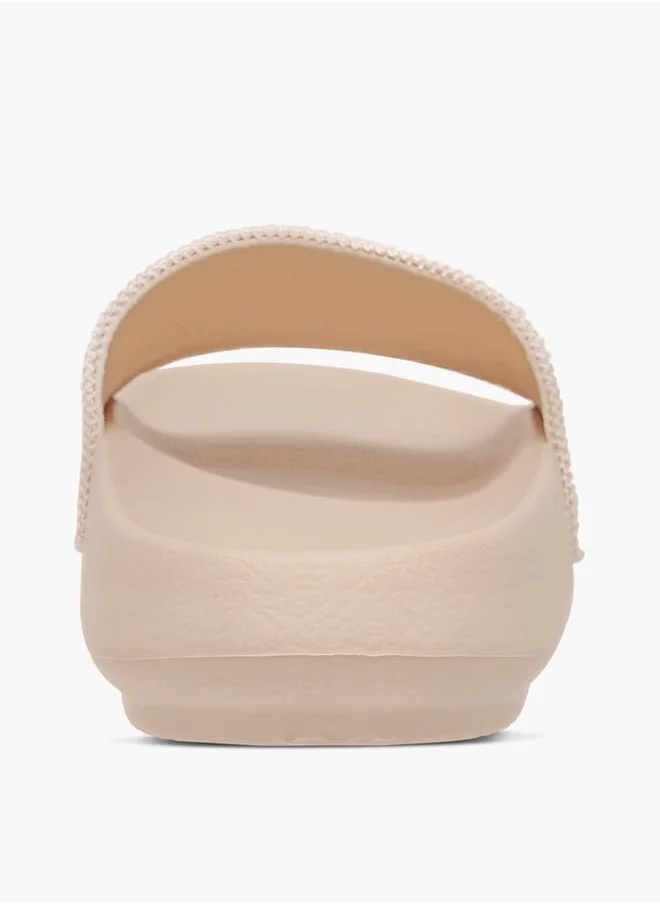 سيليست Womens Textured Slide Slippers With Slip-On Closure