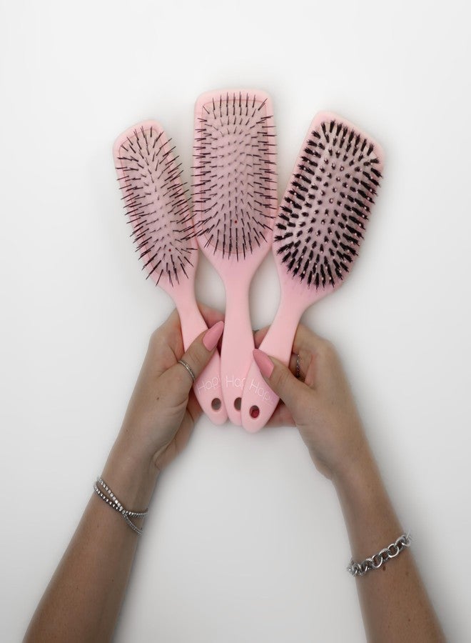 Cricket Hapi Anti-Static Joy & Shine Boar Paddle Brush - Ultra-Soft Cushion Pad, Rich, Dense Boar Flared Bristles, Detangling Hair Brush for Women, Men - Ideal for No-Wash Hair Days - Large, Soft Pink - Image 4