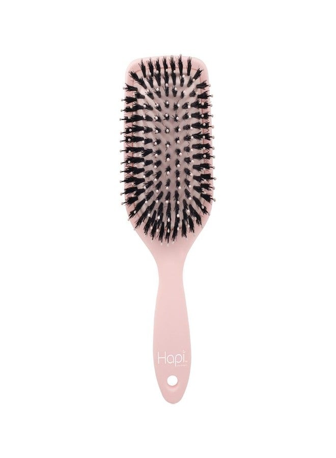 Cricket Hapi Anti-Static Joy & Shine Boar Paddle Brush - Ultra-Soft Cushion Pad, Rich, Dense Boar Flared Bristles, Detangling Hair Brush for Women, Men - Ideal for No-Wash Hair Days - Large, Soft Pink - Image 1