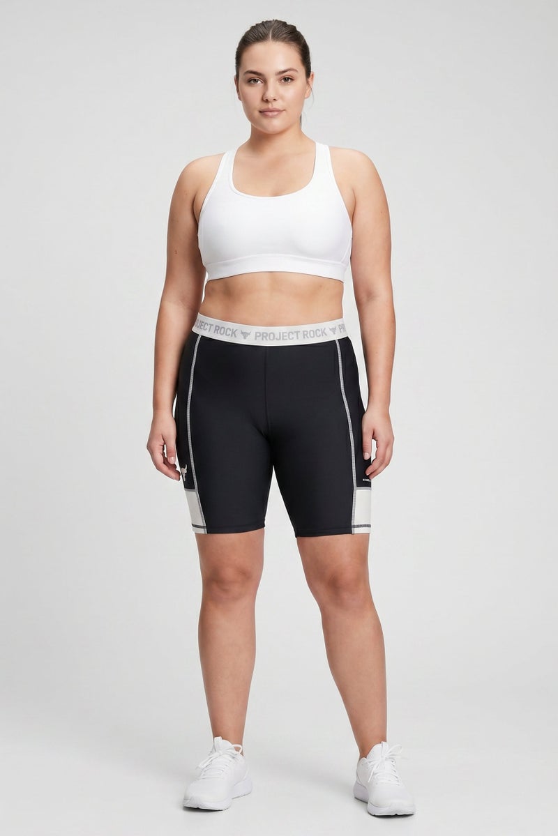 Under Armour x Project Rock Women Sportswear Fit Biker Shorts, Black - Image 2