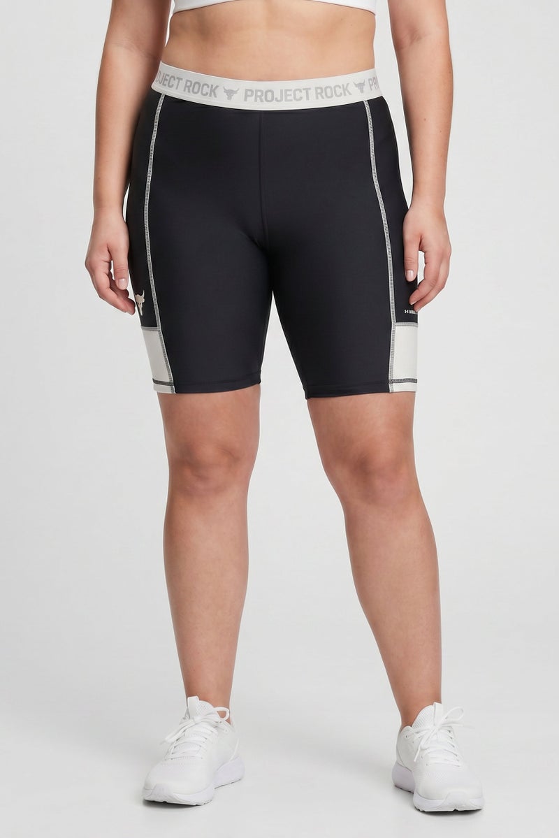 Under Armour x Project Rock Women Sportswear Fit Biker Shorts, Black - Image 1