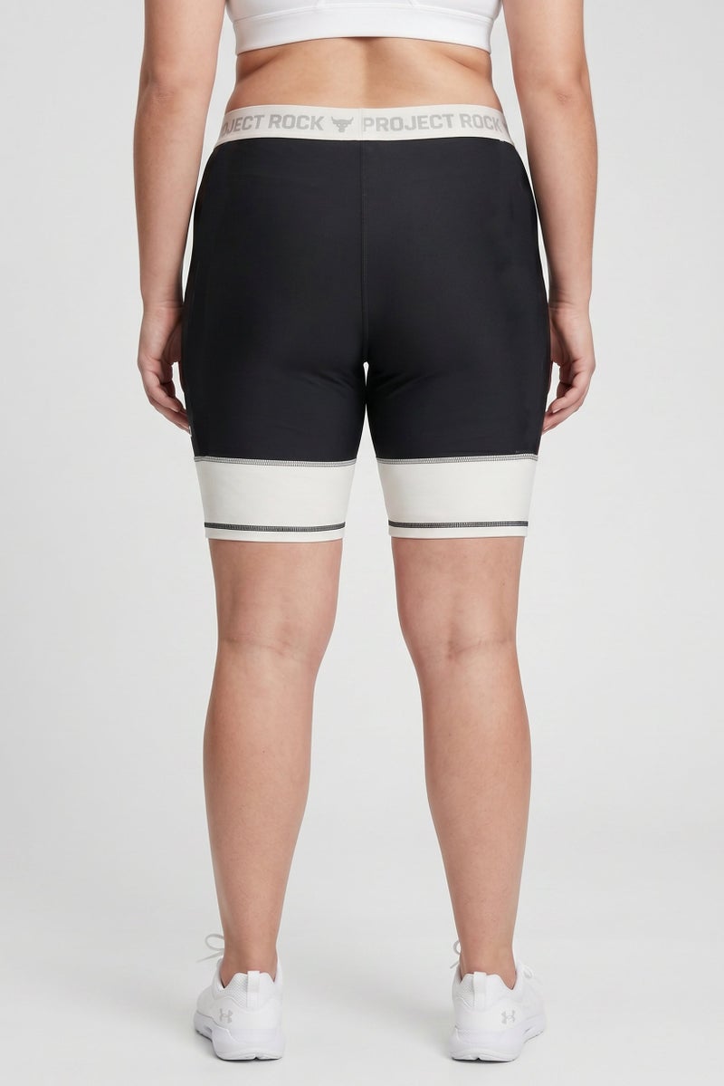 Under Armour x Project Rock Women Sportswear Fit Biker Shorts, Black - Image 4
