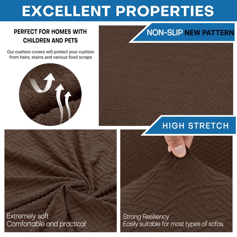 XINEAGE 2026 New 4 Pieces Couch Covers for 3 Cushion Couch Super Stretch Thick Soft Sofa Cover Anti Slip Sofa Slipcover Dogs Cats Furniture Protector (Coffee, 71"-91") - Image 2