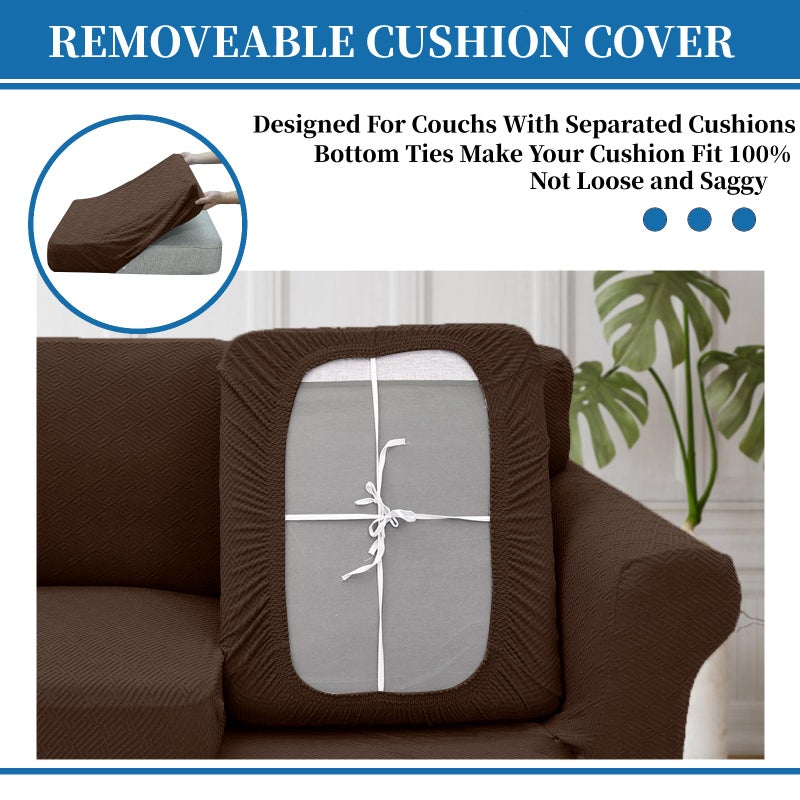 XINEAGE 2026 New 4 Pieces Couch Covers for 3 Cushion Couch Super Stretch Thick Soft Sofa Cover Anti Slip Sofa Slipcover Dogs Cats Furniture Protector (Coffee, 71"-91") - Image 4