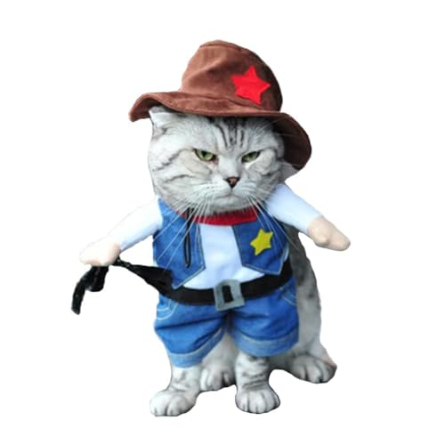 Hotumn Cowboy Dog Costume with Hat - Cat & Small Dog Halloween Costume (L) - Image 2