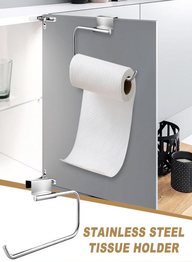 Kazheon 12.4 Inches Cabinet Door Paper Towel Holder No Drill Camper Under Sink Paper Towel Storage Kitchen Tissue Hanger for Bathroom Laundry Room(Color:Silver) - Image 3