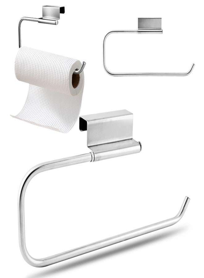 Kazheon 12.4 Inches Cabinet Door Paper Towel Holder No Drill Camper Under Sink Paper Towel Storage Kitchen Tissue Hanger for Bathroom Laundry Room(Color:Silver) - Image 1
