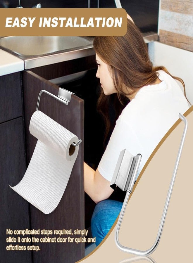 Kazheon 12.4 Inches Cabinet Door Paper Towel Holder No Drill Camper Under Sink Paper Towel Storage Kitchen Tissue Hanger for Bathroom Laundry Room(Color:Silver) - Image 5