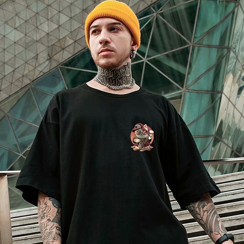 Lion Dance Short-sleeved Men's Lion Dance T-shirt Trendy Brand Men's Large Size Chinese Style Panda National Trendy Half-sleeved Trendy Couple Summer - Image 4