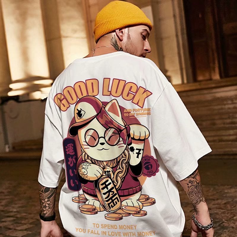 Lion Dance Short-sleeved Men's Lion Dance T-shirt Trendy Brand Men's Large Size Chinese Style Panda National Trendy Half-sleeved Trendy Couple Summer - Image 5