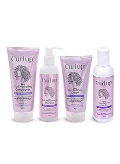 Curl Up Ultra Defining Bundle With Curly Hair Shampoo, Conditioner, Leave In Curl Cream & Hair Gel - For Dry Frizzy, Wavy & Curly Hair - Sulphate Paraben And Silicone Free (Combo Of 4)  - Image 1