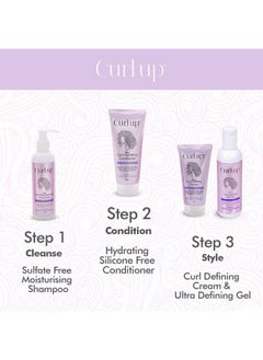 Curl Up Ultra Defining Bundle With Curly Hair Shampoo, Conditioner, Leave In Curl Cream & Hair Gel - For Dry Frizzy, Wavy & Curly Hair - Sulphate Paraben And Silicone Free (Combo Of 4)  - Image 2